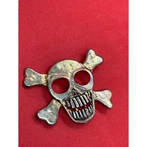Rare Vintage Skull and Crossbones  Gold Tone Pirate Punk Gothic money clip